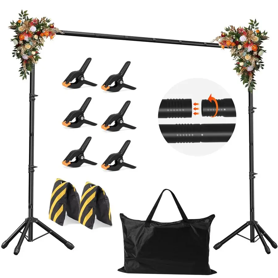 

Backdrop Stand, Adjustable 10x7.5 FT Background Stand Backdrop for Parties, Photo Video Studio, Portable Photography Backdrop St