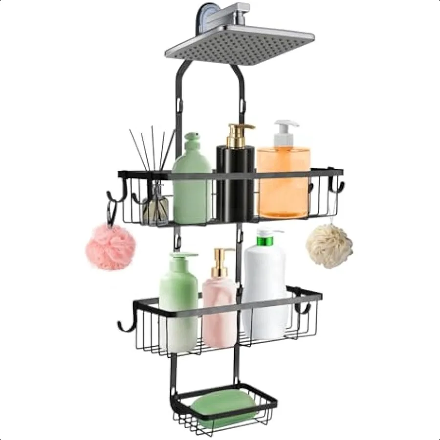 

Shower Caddy Hanging Over Shower Head Height Adjustable No Drilling Bathroom Hanging Shelf Organizer Rustproof Shower Caddy Ove