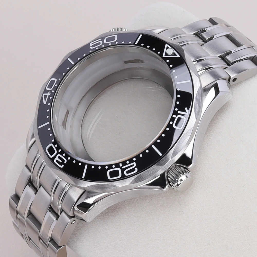 Caja de reloj NH35 de 41mm, pulsera de acero inoxidable 316L de zafiro para Seamaster 300 NH35 NH36 NH38 NH34, piezas de reloj con esfera de 31mm