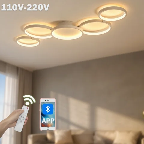 Luz de teto led 110v-220v 3 cores app bluetooth escurecimento criatividade moderna controle remoto sala de estar quarto lâmpada