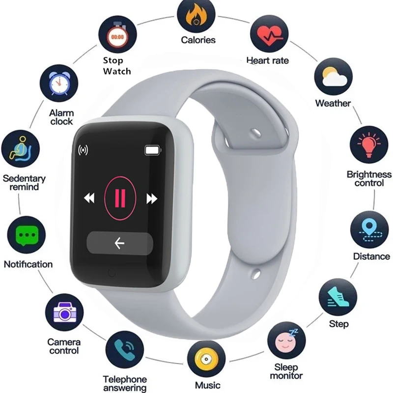 สมาร์ทดิจิตอลนาฬิกาสําหรับ Xiaomi IOS ผู้ชายผู้หญิง Bluetooth Fitness Tracker สร้อยข้อมือกีฬา Heart Rate ความดันโลหิตเด็ก Smartwatch