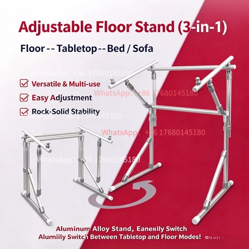 Aluminum Cross Stitch Floor Stand 3 in 1 Adjustable Embroidery Hoop Holder for Table Bed