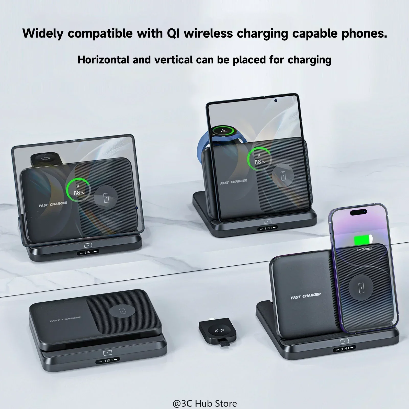 NEW 3 in 1 Wireless Charger for Samsung Galaxy Z Fold 5 4 3 S23 Ultra Fast Charging Dock Station for Galaxy Watch 6 Buds2