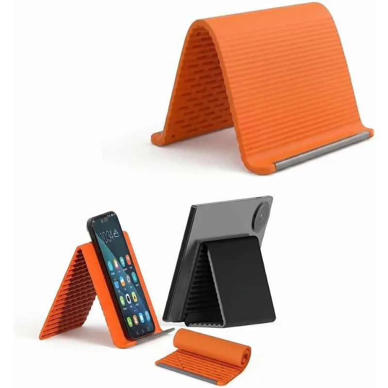 Flexible Foldable Silicone Phone Stand with Aluminum, Adjustable Anti-Slip Multi-Angle Holder for Phone, Tablet, Laptop
