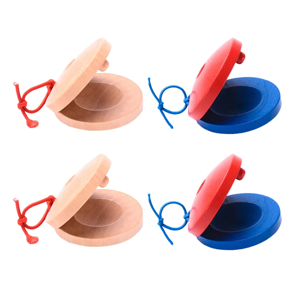 

4 Pcs Kids Percussion Toys Round Dance Board Castanet Music Education Safe Material Intellectual Development Wooden Instruments