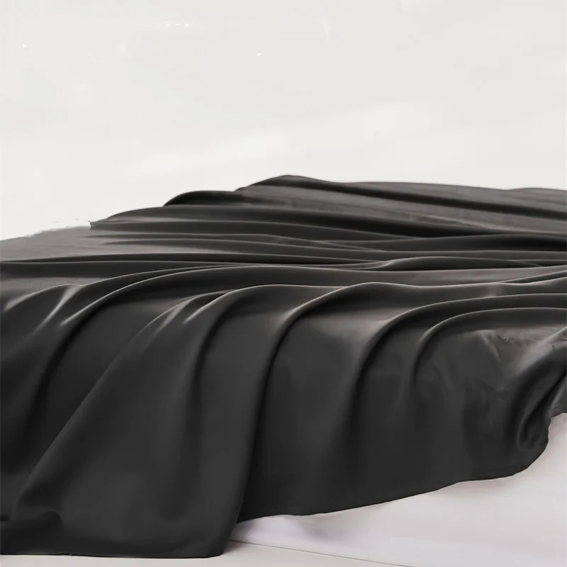 Luxury Solid Black Grey Bed Sheet Silky Cool Lyocell Summer Hot Sleeper Man Flat Sheet Cal King  Mattress Cover 274*259cm*1pc