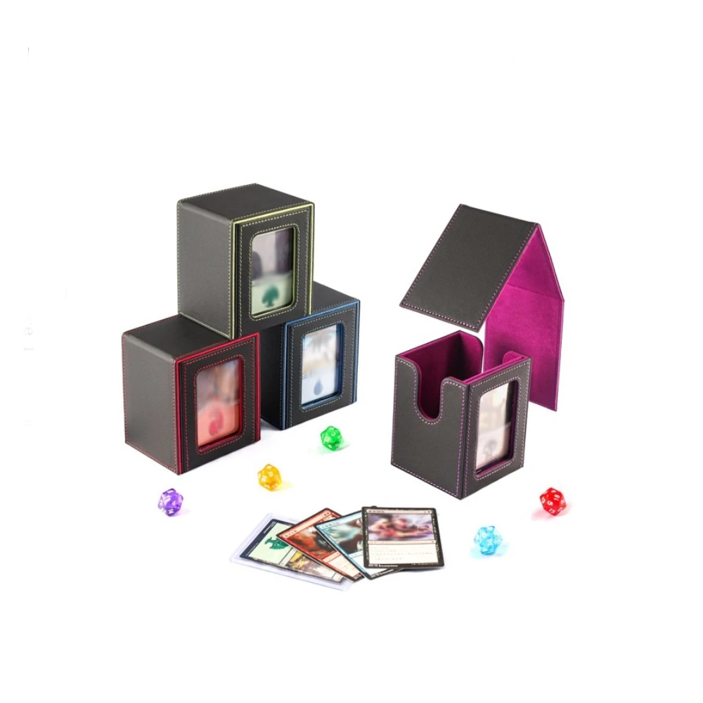 PU Magnetic Commander Deck Box with Display Window Side Loader Card Storage Case for MTG Pokemon YuGiOh TCG
