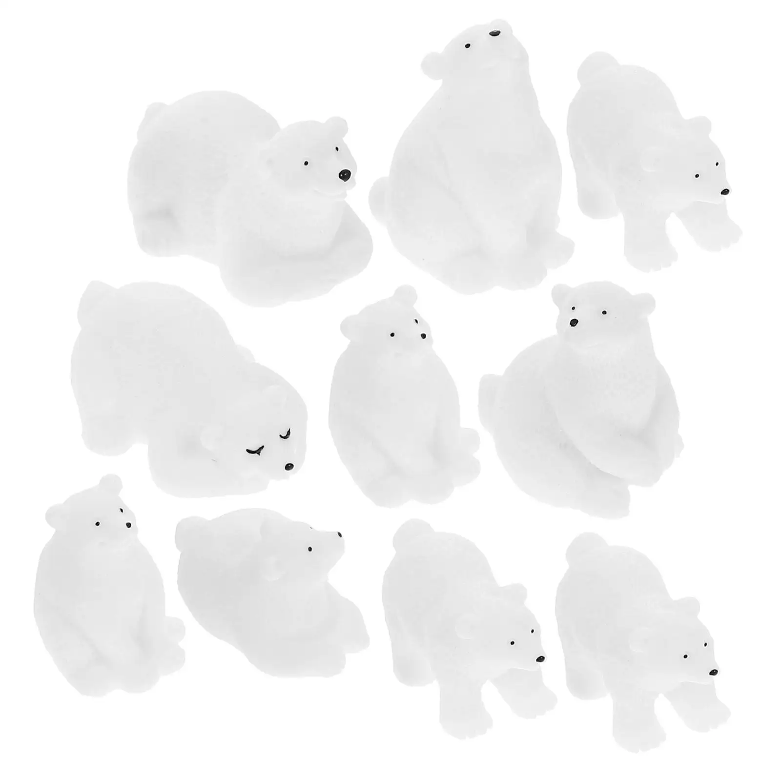 

10 Pcs Decorate Polar Bear Decoration Child Mini Ornaments Animal Ours Micro Landscape