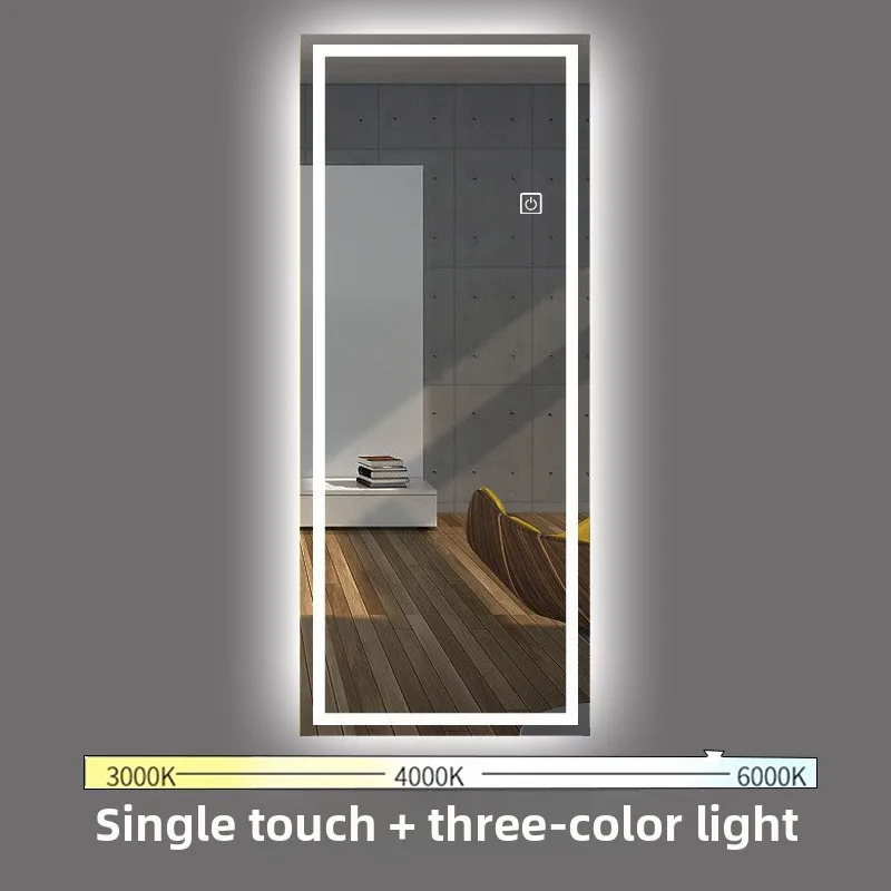 Espejo LED inteligente de longitud completa de 15,5x27,5 pulgadas, espejo de montaje de pared sin marco Simple, colgante de pared del dormitorio de cuerpo completo