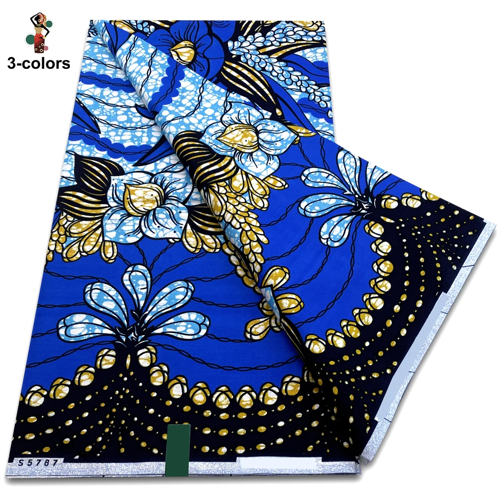 2025 Latest Design African Wax Fabric Good Real Wax Print Fabric Soft 100% Cotton Fashion Ankara Wax Pagne Super Party Dress