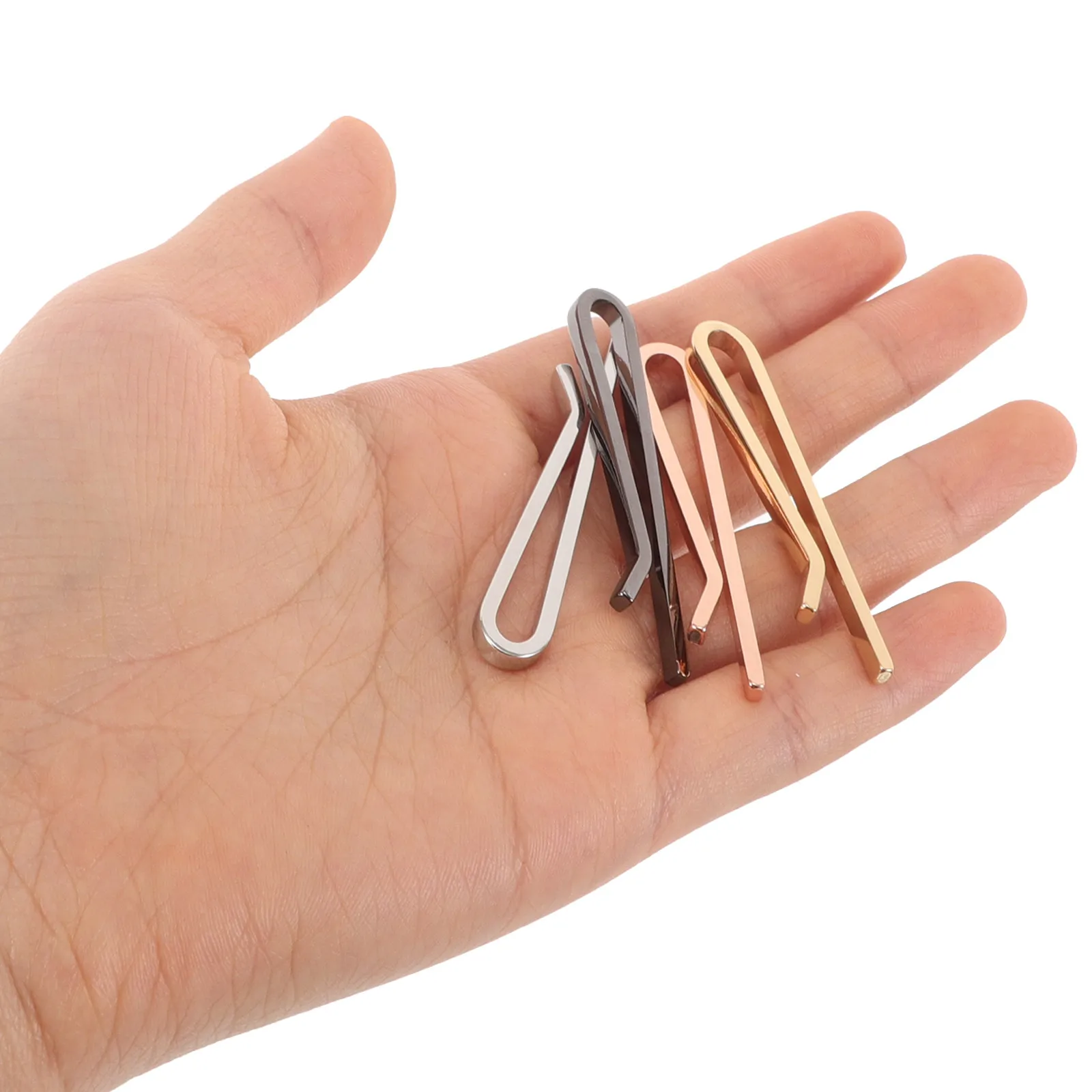 4Pcs Men's Tie Clips Solid Brass Tie Holder Set in Gold Silver Gunmetal Black Rose Gold Sleek Formal Necktie Accessory for Suit