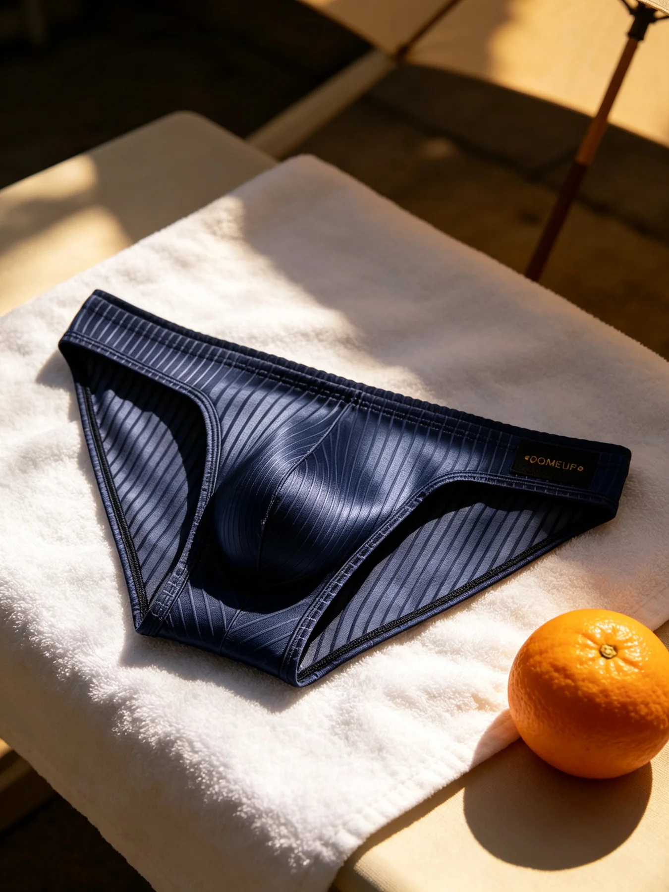 Calzoncillos para hombre con diseño de rayas verticales, tejido brillante, bolsa con forma de U, cintura baja, cintura elástica, ropa interior masculina transpirable, modelo DP922.