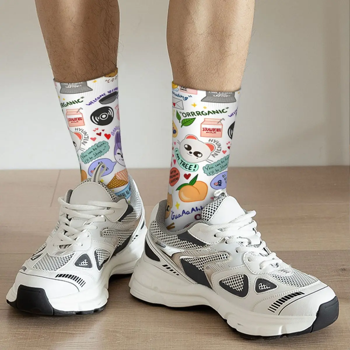 Vintage Updated Skz Doodle Men's compression Socks Unisex Street Style Seamless Printed Novelty Crew Sock