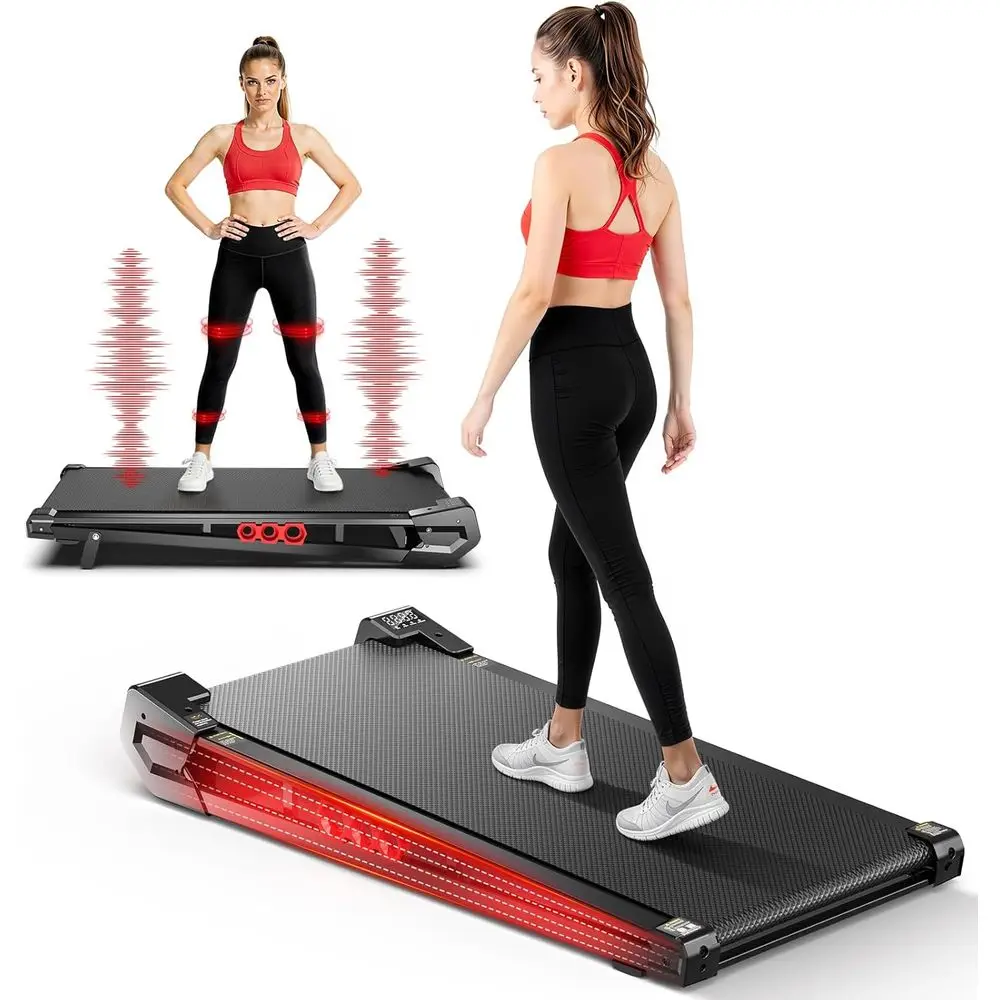 Compact 3-in-1 Vibration Plate Treadmill with Remote, 5% Incline, Quiet & Portable for Home or Office Use