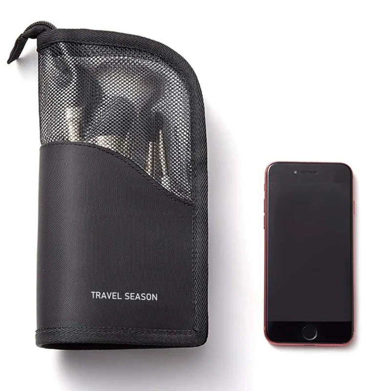 Tragbare Aufbewahrungstasche für Augenbrauenstifte mit großer Kapazität, Make-up-Pinsel, leichte Reise-Kosmetik-Schutznetztasche, leicht zu tragen
