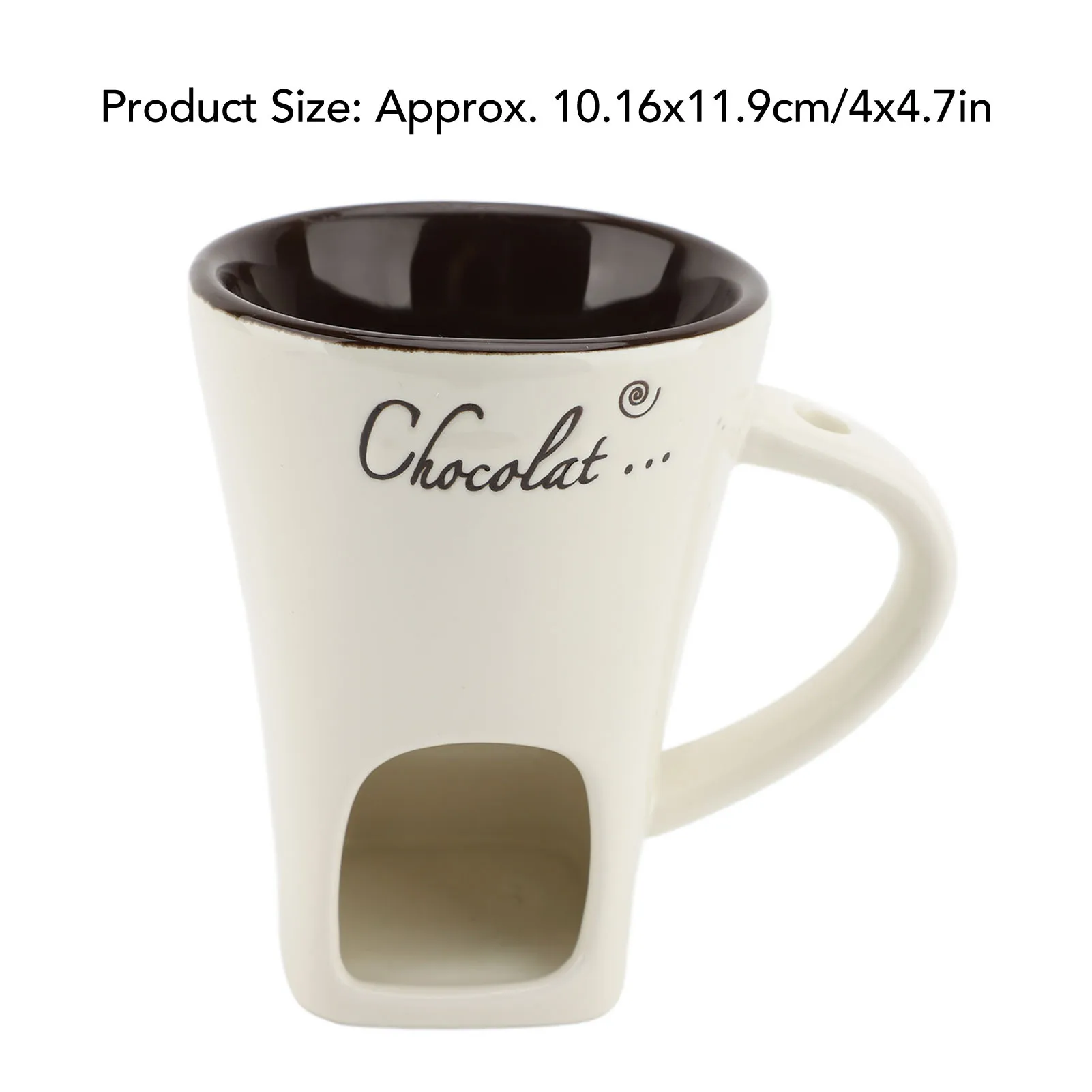 Chocolate Melting Fondue Mug Ceramic  Warmer Pot Chocolate Melting Supplies with Fork for Kitchen Chocolate Melting Cup