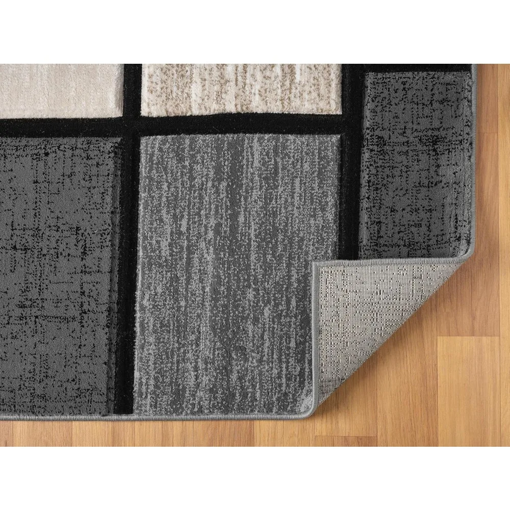 سجادة منطقة بوليستر تجريدية معاصرة، 8 × 10 للمنزل والمكتب، تصميم عصري نابض بالحياة، سجادة غرفة معيشة متينة غير باهتة