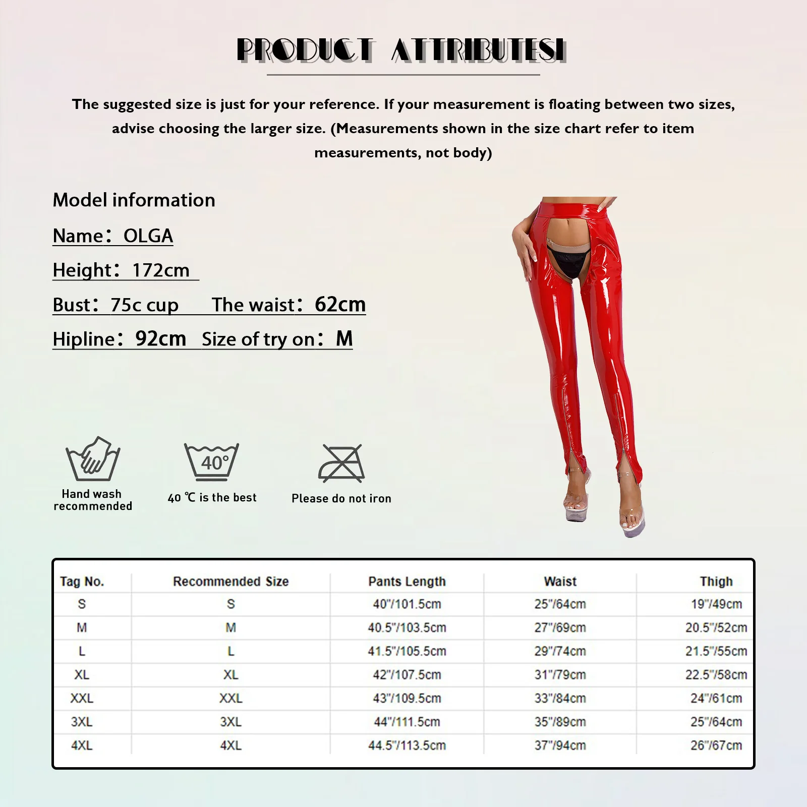 Sexy Womens Wet Look Patent Leather Pants Lingerie Leggings Latex Trousers Open Crotch Backless Zipper Leg Skinny Pants Clubwear