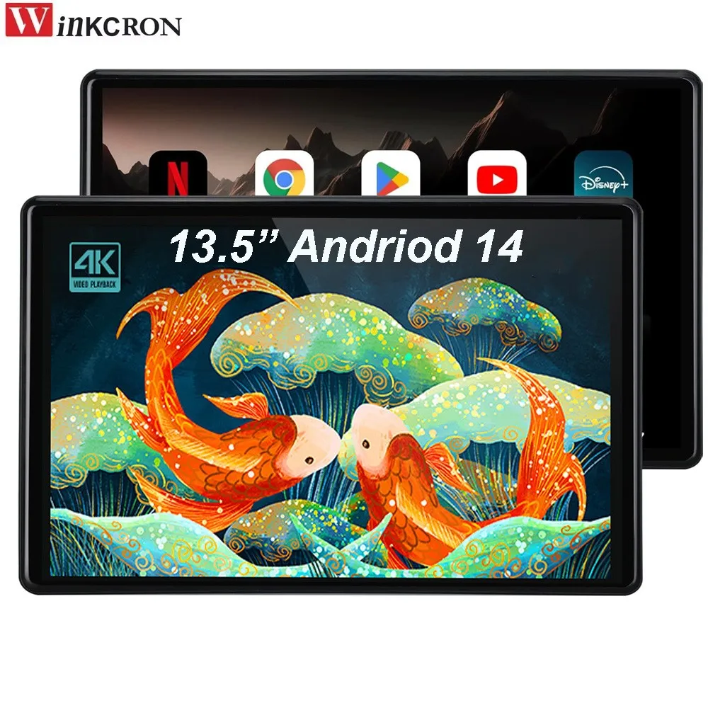 2025 أفضل شاشة IPS لمسند الرأس للسيارة مقاس 13.5 بوصة تعمل بنظام أندرويد 14 واي فاي ومشغل فيديو للكمبيوتر اللوحي 2G + 32GB ROM BT FM Miracast 1080P HDMI Mirroring #1