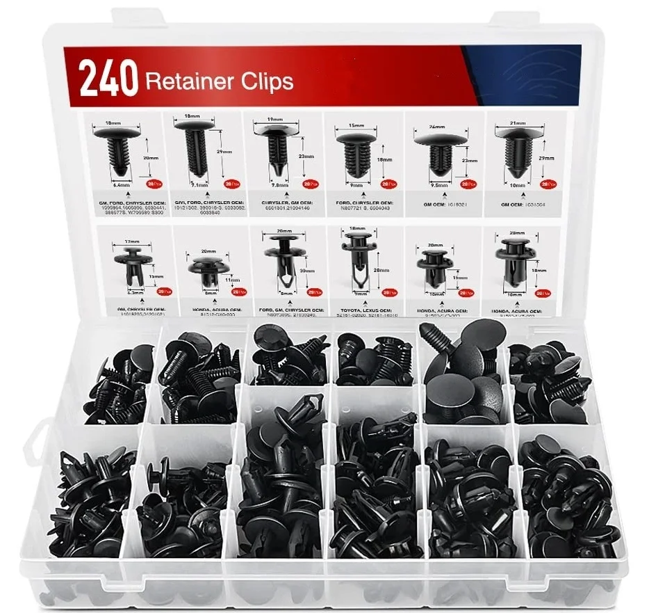 

240 шт. фиксаторы бампера, автомобильные пластиковые заклепки, крепежные детали, комплект фиксаторов для удаления