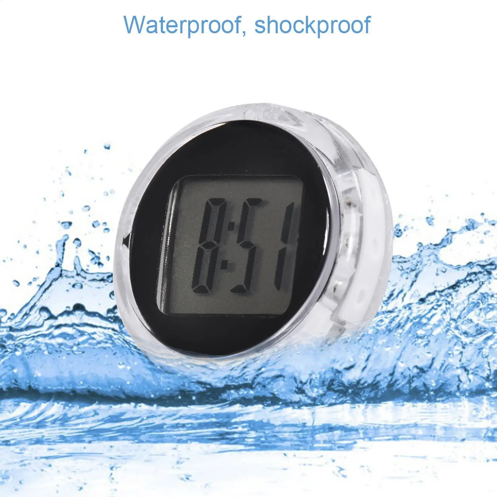 Mini Digital Motorcycle Clock Electronic Clocks Electronic Watch LCD Display Digital With Self-Adhesive Bracket Electronic Clock
