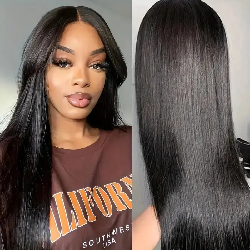 Rosabeauty 100% Human Hair Wigs Nature Color 13x6 Straight Lace Front Wigs 250% Density Frontal Glueless For Women 30 40 Inch