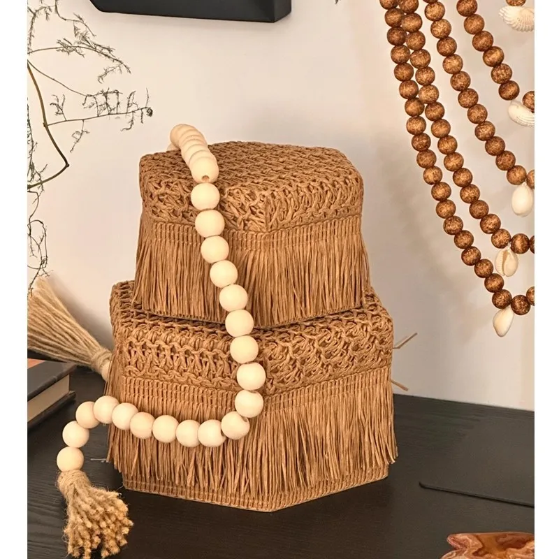 Tassel jewelry box ornaments desktop entrance home display storage box