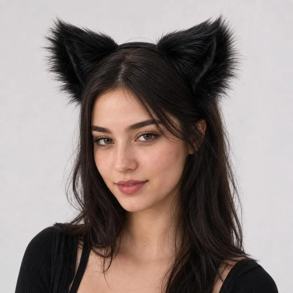 Multicolor Faux Fur Cat Ears Flexible Fluffy Realistic Texture Cosplay Ears Hair Hoop Comfortable Lightweight Animal Headband