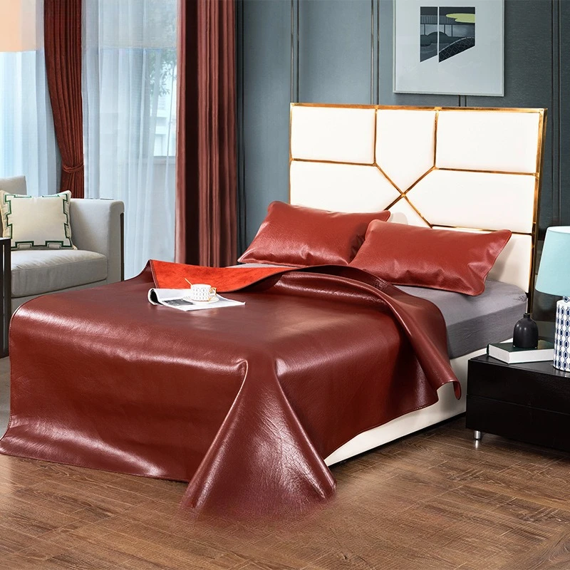 Cowhide mat, first layer buffalo leather mat, breathable and cool high-end soft mat, three-piece set, summer air-conditioned