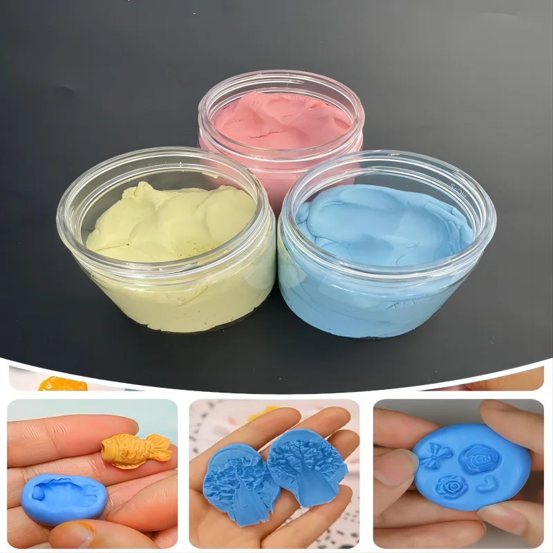 Take mold soil, clay, silicone gel, replicate clay, wear armor face mold, flip mold silicone gel, hand pinch silicone gel, food