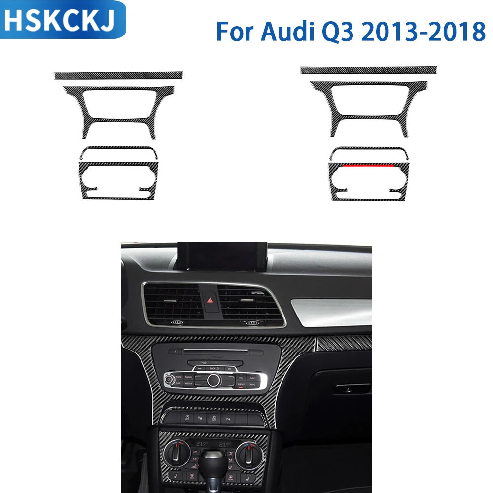 

For Audi Q3 2013-2018 Accessories Real Soft Carbon Fiber Car Interior Air Conditioning Control CD Panel Cover Trim Sticker