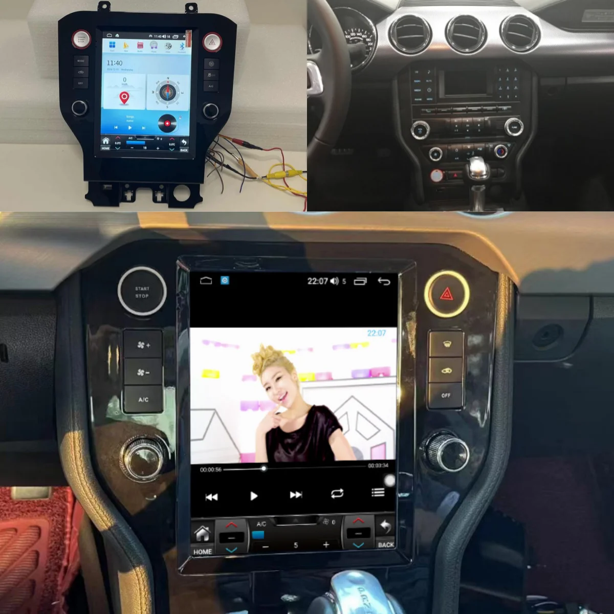 

For Ford Mustang 2015-2019 large Screen Car Radio Stereo Multimedia Player GPS Navigation DSP Carplay 8G 256G Head Unit BT