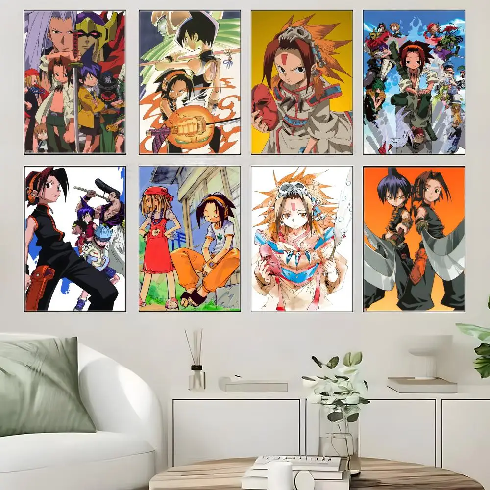 Shonen Anime S-Shaman King Poster  Self-adhesive Art Waterproof Paper Sticker Coffee House Bar Room Wall Decor
