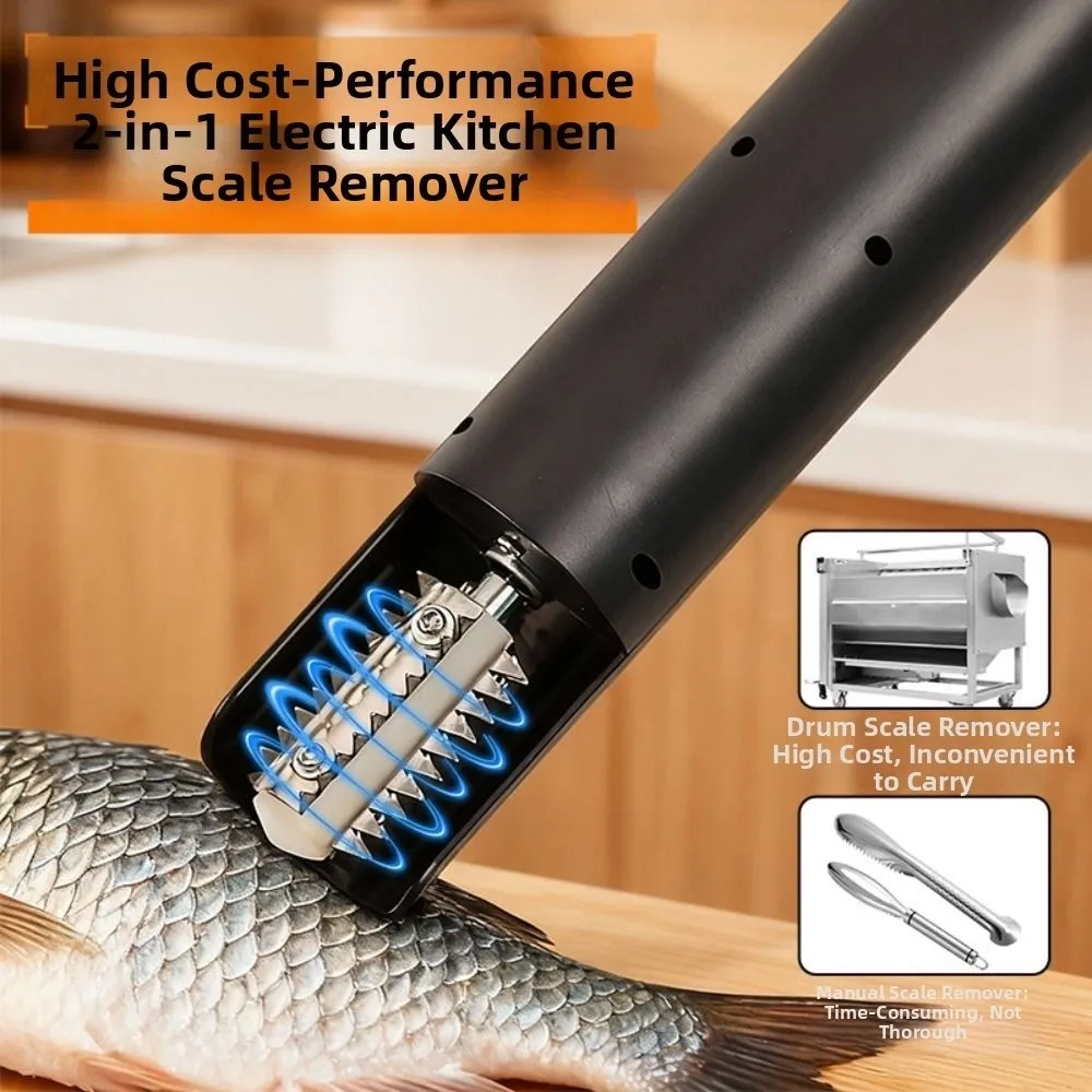 Rallador Eléctrico Antisalpicaduras para Pescado, Rallador de Coco Giratorio Seguro para Cocina, Herramientas de Limpieza de Pescado que Ahorran Esfuerzo (EE. UU., UE, Reino Unido)