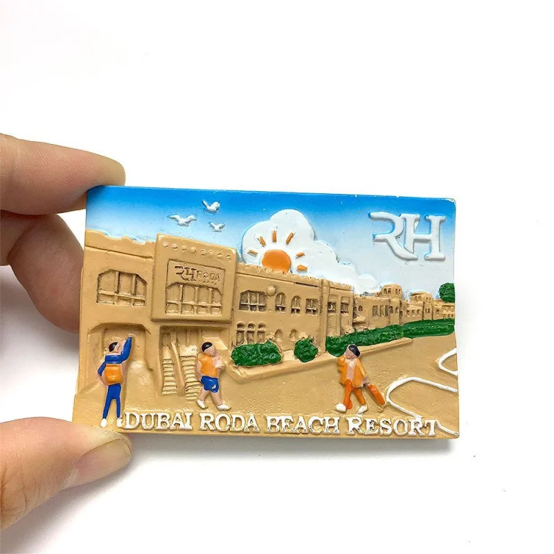 

Dubai Roda Creative 3D Painted Beach Scenery Magnetic Fridge Magnet Travel Souvenir Home Decoration Gift