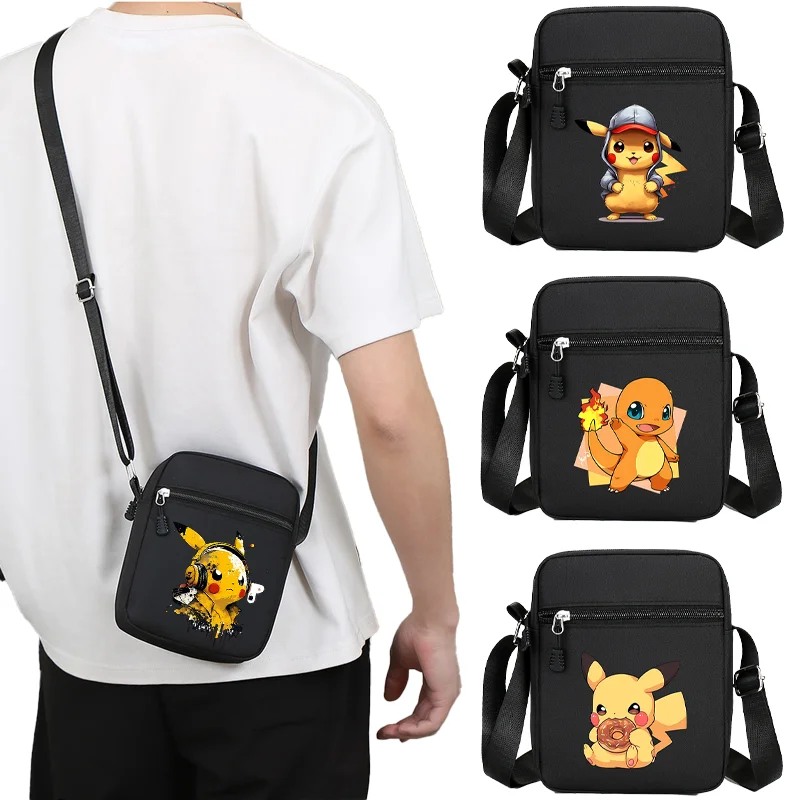 

Pokemons Oxford Shoulder Bag Pikachus Durable Black Mobile Phone Pouch Women Waist Pack Men Casuals Crossbody Bags Unisex Gifts