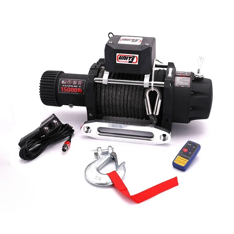 4WD 12V/24V Electric Winch 15000lb With Synthetic ROPE