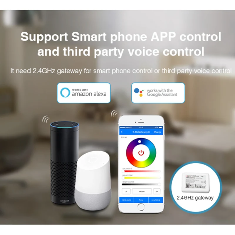 Miboxer 4W MR16 RGB + CCT Светодиодная прожекторная лампа (2700-6500K) WiFi Smart FUT104 DC12V 2 4G RF беспроводной пульт дистанционного управления