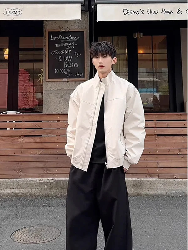 

American Sle Loose Fit Baseball Jaet Men's Casual Versatile Stand Collar Workwear Jaet Spring Autumn Outdoor Wear