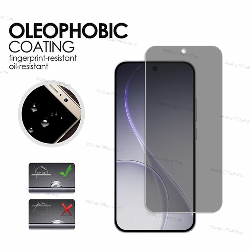 2/4 قطعة حامي شاشة الخصوصية ل oppo Reno15 الصين الزجاج oppo Reno15 الزجاج المقسى مكافحة التجسس الخصوصية فيلم الهاتف oppo Reno15