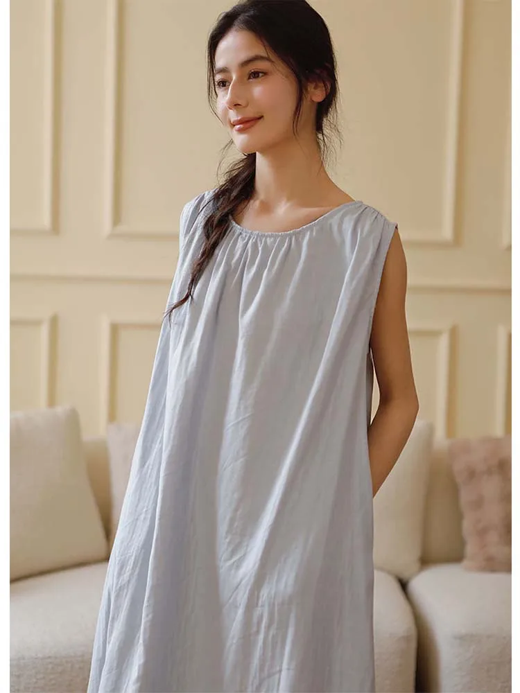 

Women Cotton Nightgowns Loungewear Sleeveless Dress Sleepwear