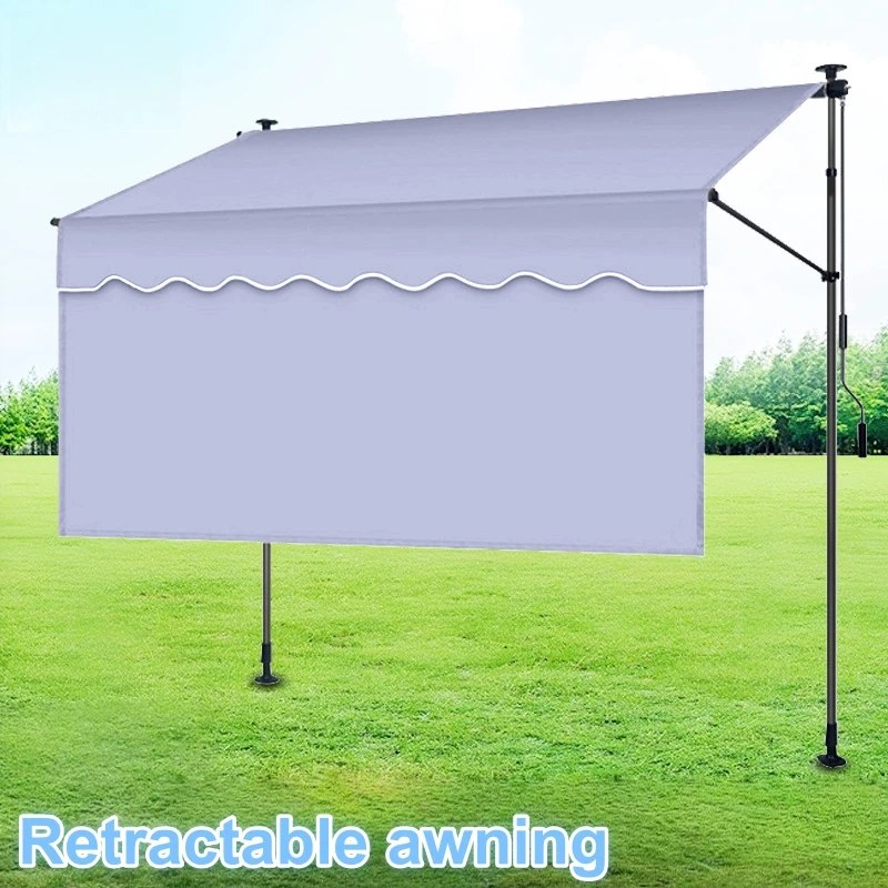 Outdoor Aluminum Alloy Manual Folding Retractable Awning Shop Facade Home Balcony Window Punch-Free Sunshade Waterproof Awning