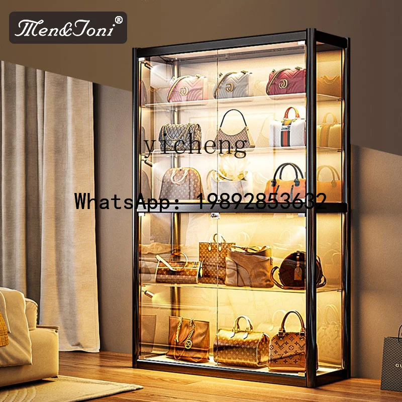 light luxury free installation bag storage cabinet household perfume glass door luxury display rack