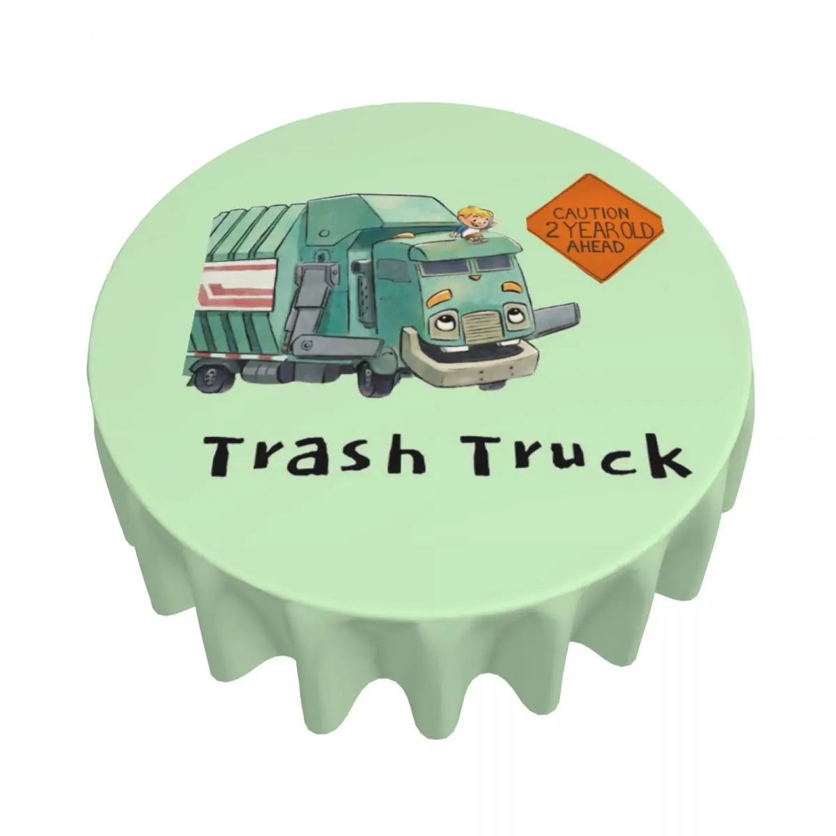 Trash Truck Cartoon Netflix Waterproof Round Tablecloth Oilproof Table Cloth for Kitchen Events Dining Table Cover 60 inch