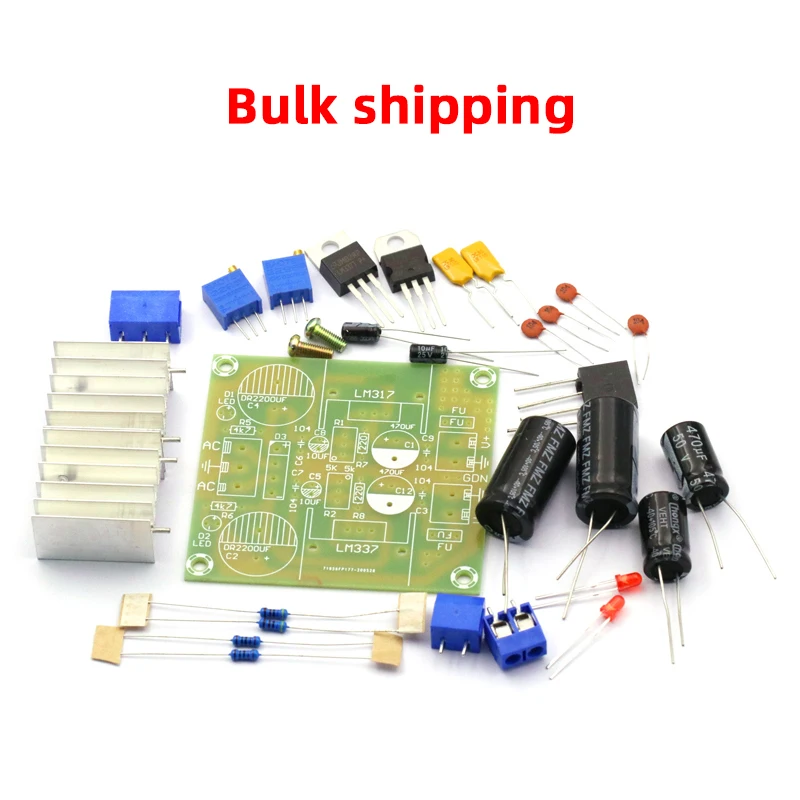 LM317+LM337 Positive and Negative Dual Power Adjustable Regulated Power Supply Board Kit