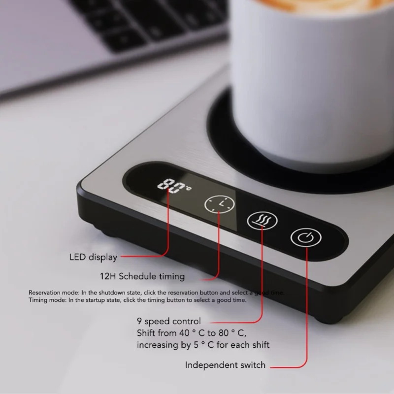 Coffee Cup Heater 36W Touch Control 12h Timing Smart Coffee Mug Heater for Coffee Beverage Milk Tea Hot Chocolate