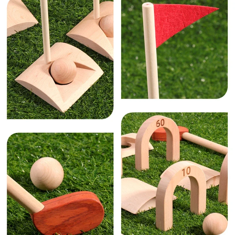 Gra sportowa dla dzieci Mini drewniana zabawka golfowa dla dzieci Mały klub imprezowy w domu Profesjonalny trening na świeżym powietrzu 1 zestaw