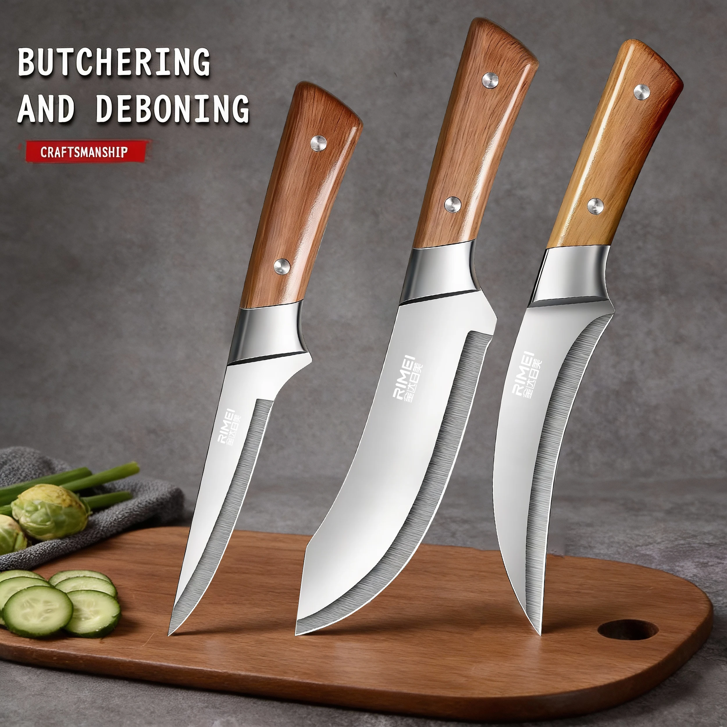 Ausbeinmesser-Set – Metzgermesser aus Edelstahl zum Schnitzen von Fleisch, Rasiermesser, scharfes Krümmesser-Design für die Verarbeitung von Rindfleisch, Lamm und Geflügeln