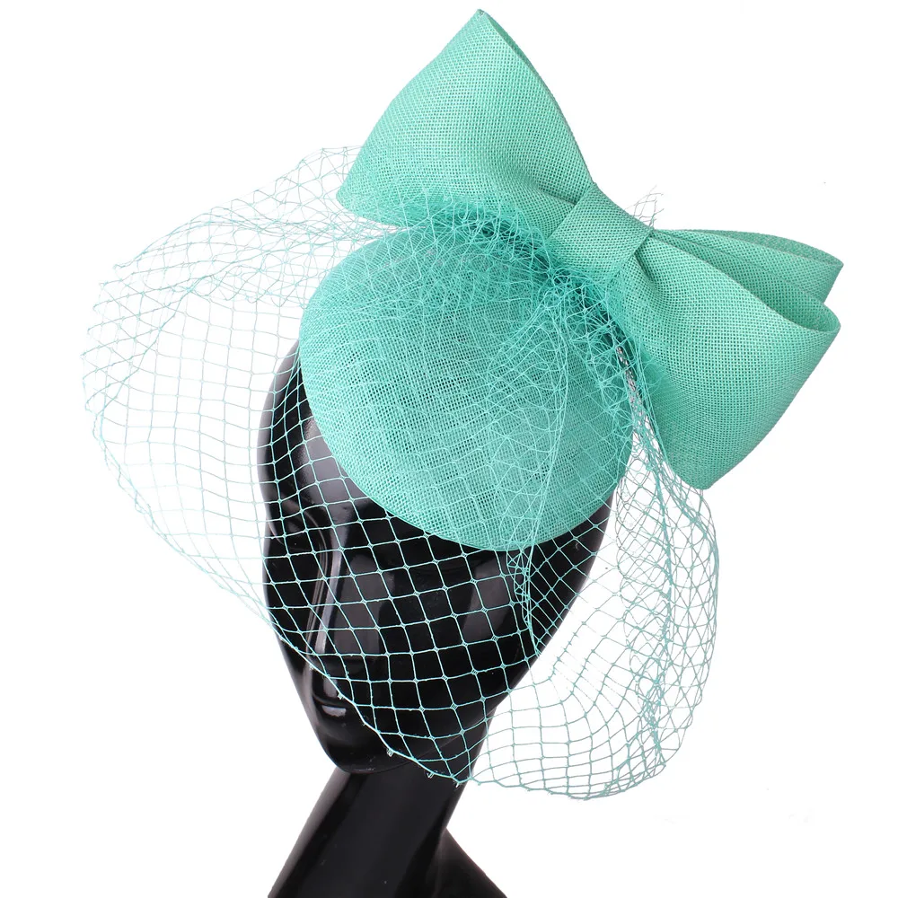 Fashion Bride Wedding Hats Fascinator Bow Hair Accessories Women Party Occasion Headpiece With Mesh Headwear Hairpin Millinery