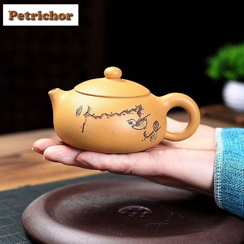 

230ml Yixing Purple Clay Teapots Handmade Xishi Pot Raw Ore Gold Section Mud Kettle With Strainer Zisha Tea Set Tea Ceremony